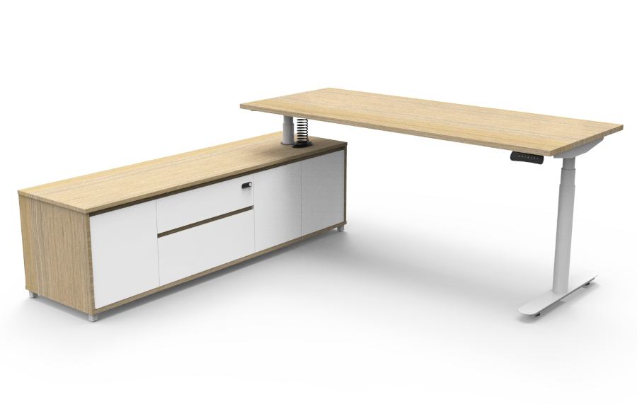 Natural Oak Cabinet, Oak Top With White Frame